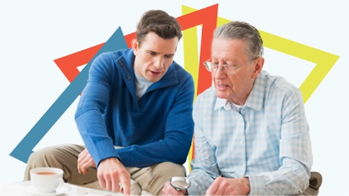 A father and his adult son in discussion. 